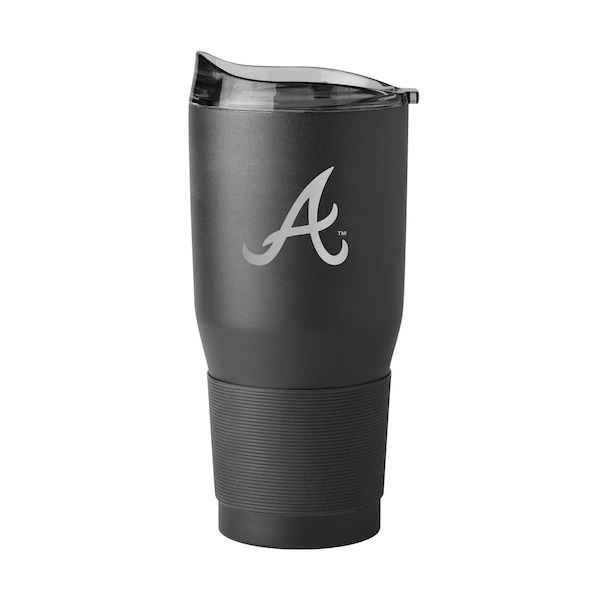 Logo Brands Atlanta Braves 30oz Etch Black Powder Coat Tumbler 503-S30PT-BLK-9 - main